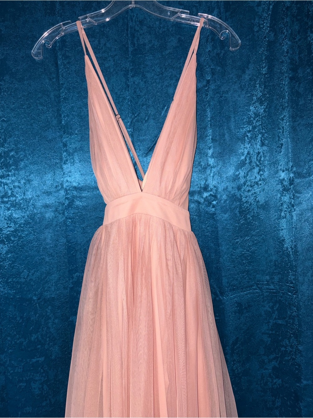 New Gorgeous LUXXEL Dusty Rose Tulle Maxi Dress Size S - Picture 6 of 14